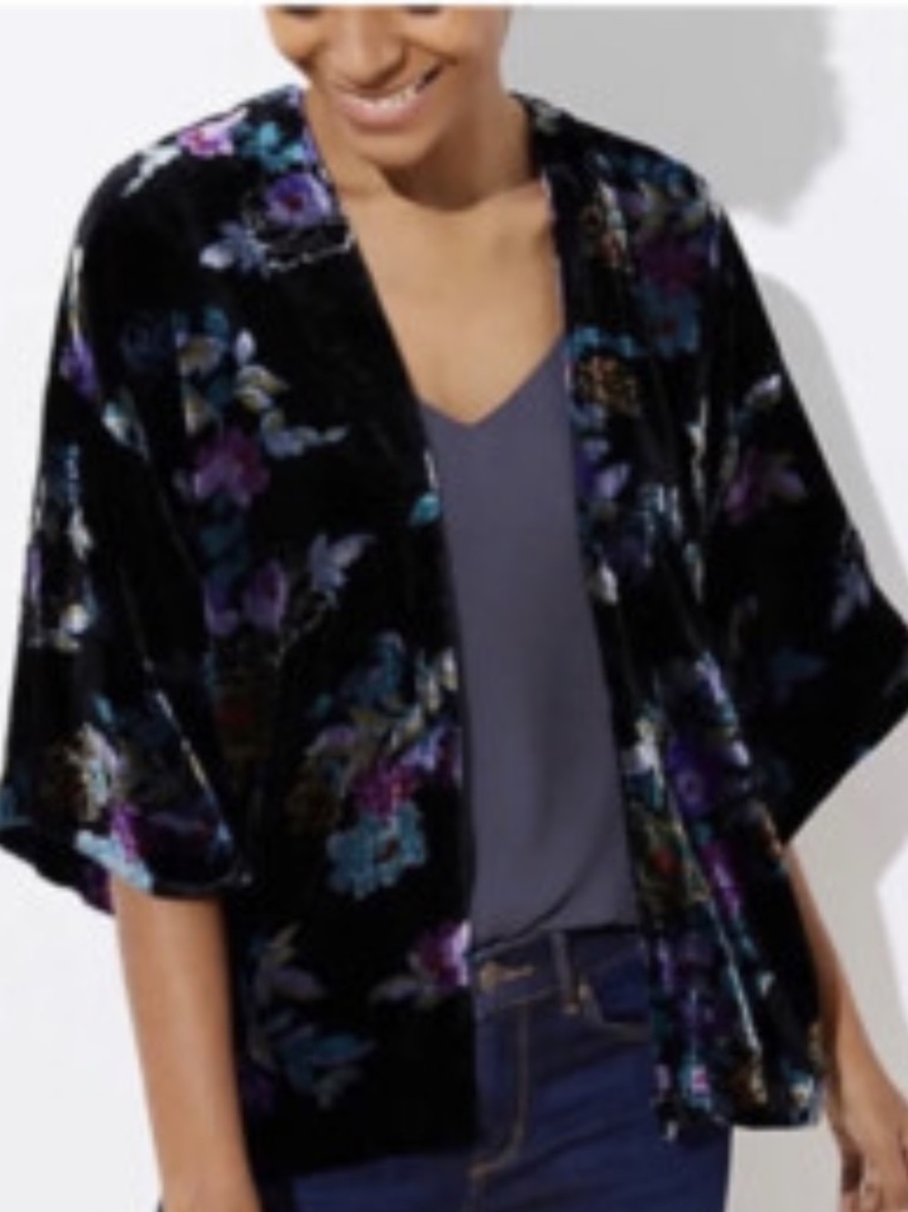 Loft by Ann Taylor floral velvet cardigan nwt new